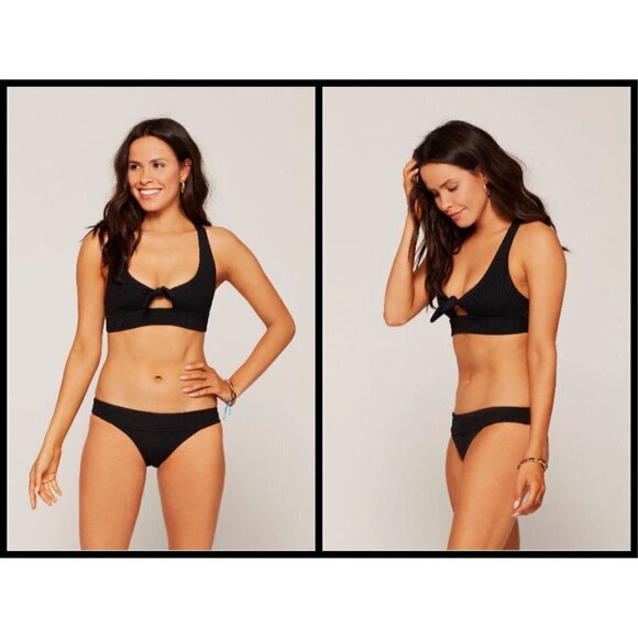 💕L*SPACE💕 Ribbed Bikini Tara Top + Veronica  Bottoms Black XS NWT - Picture 7 of 16